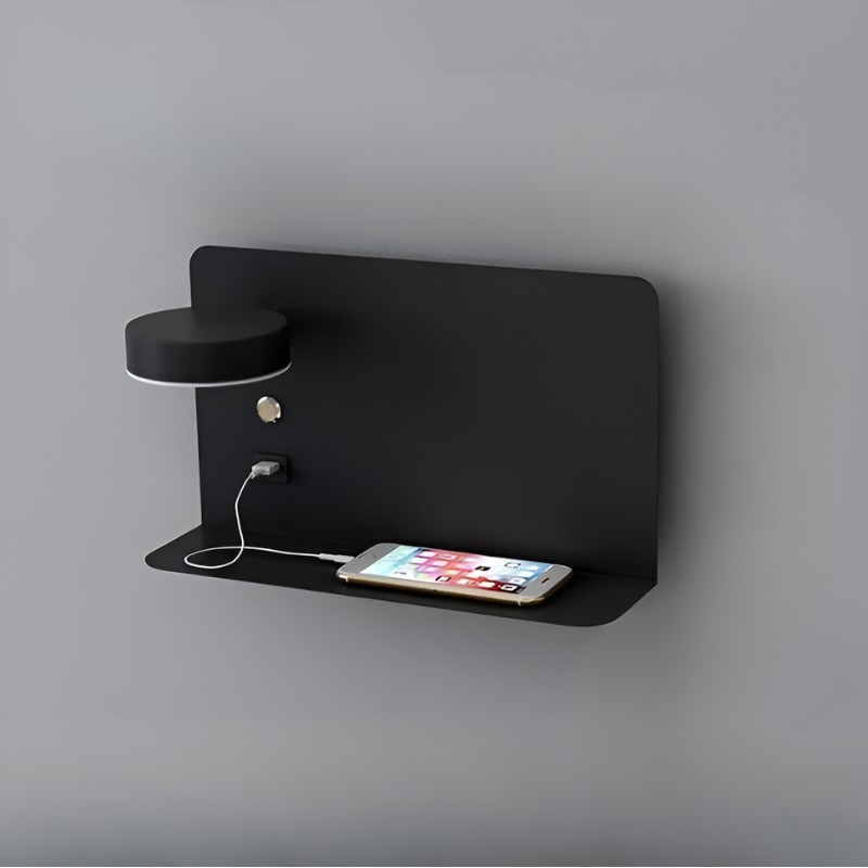 LumiSpace | Wall Lamp – Built-In Shelf & USB Charging