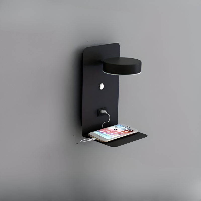 LumiSpace | Wall Lamp – Built-In Shelf & USB Charging