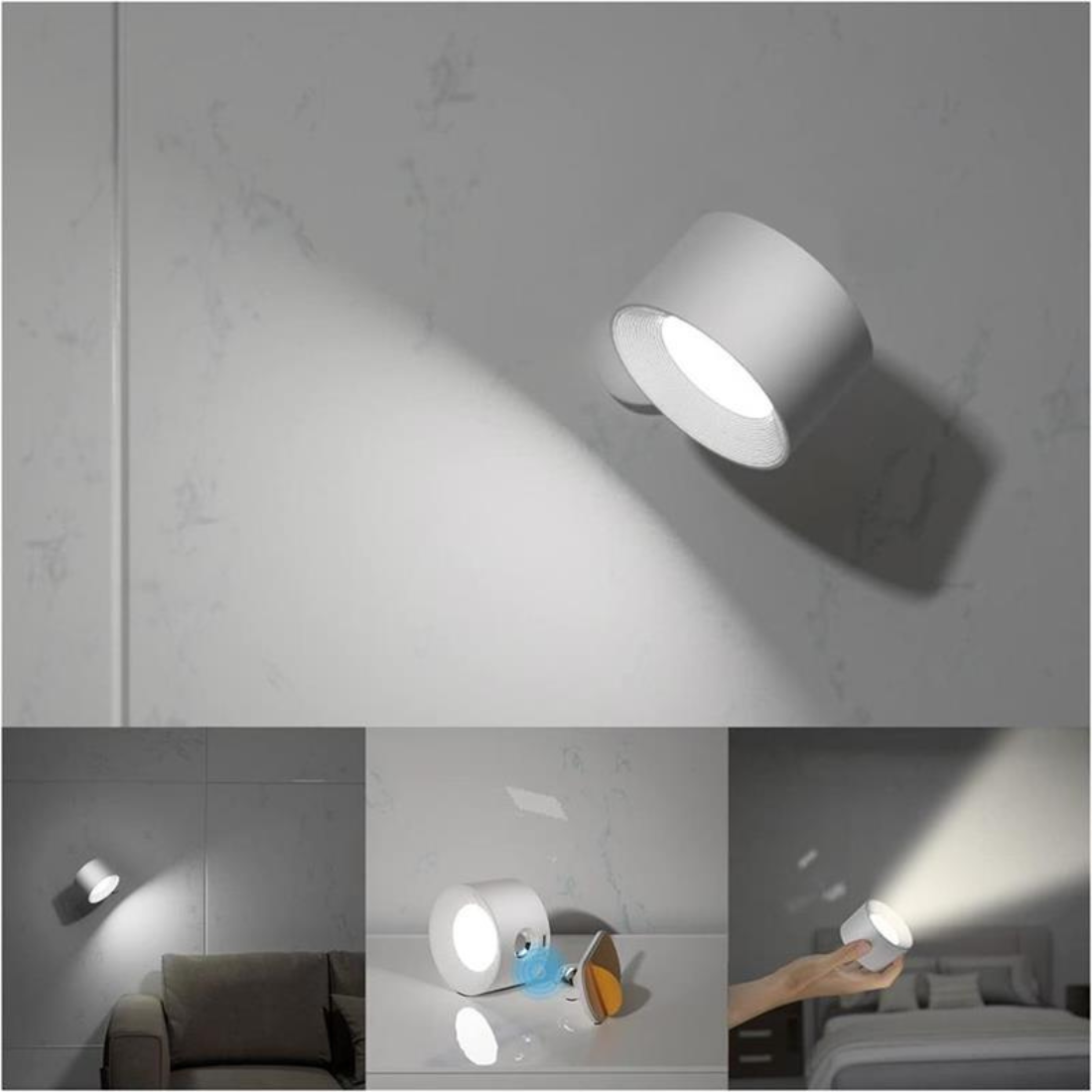 GlowFlex | Wireless Wall Light – Touch Control & 360° Rotation