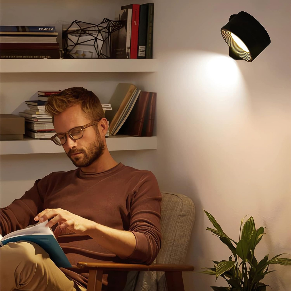 GlowFlex | Wireless Wall Light – Touch Control & 360° Rotation