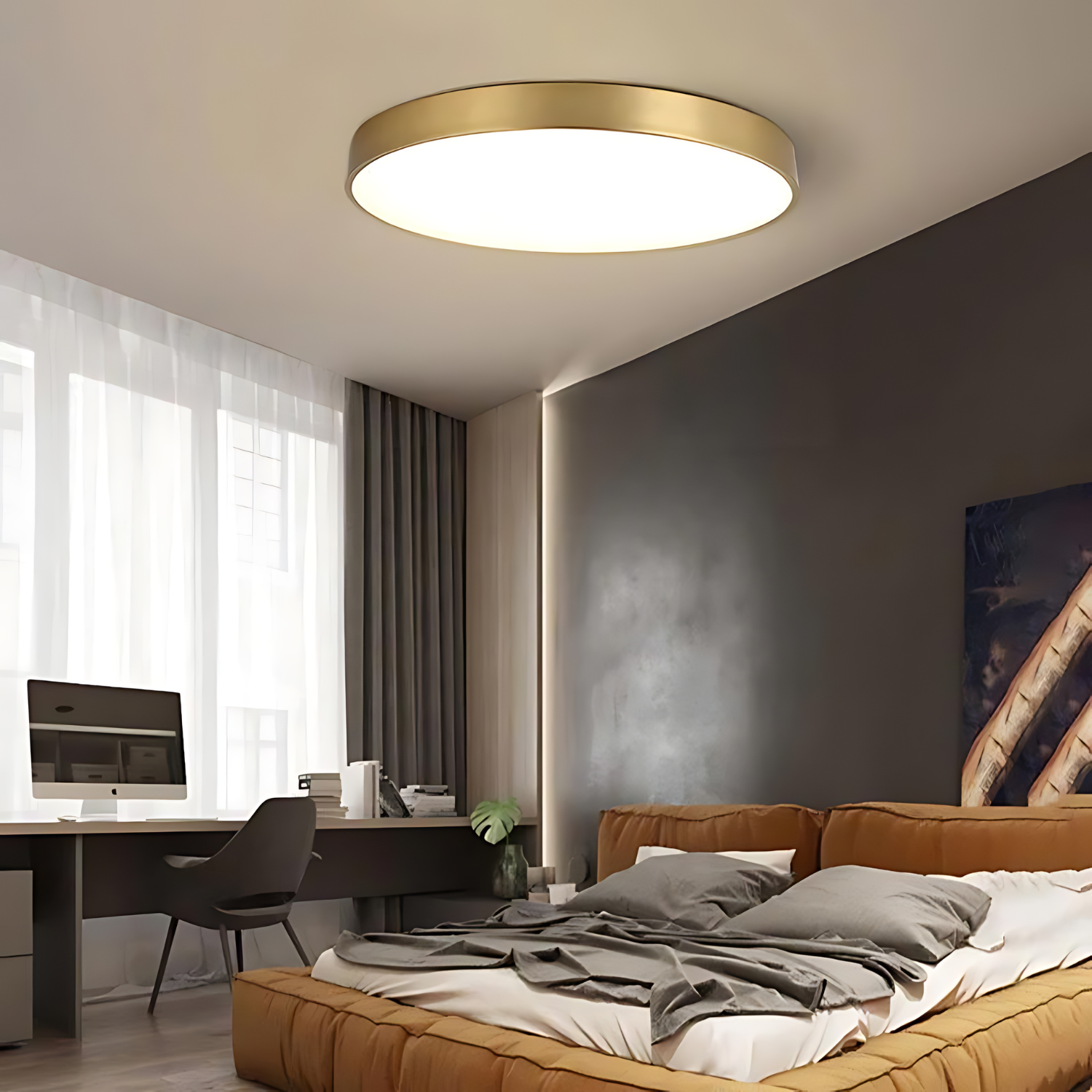 Elegant Decorative Metal and Glass Lamp – Black and Gold Living Room Light Fixture with Soft LED Lighting 1