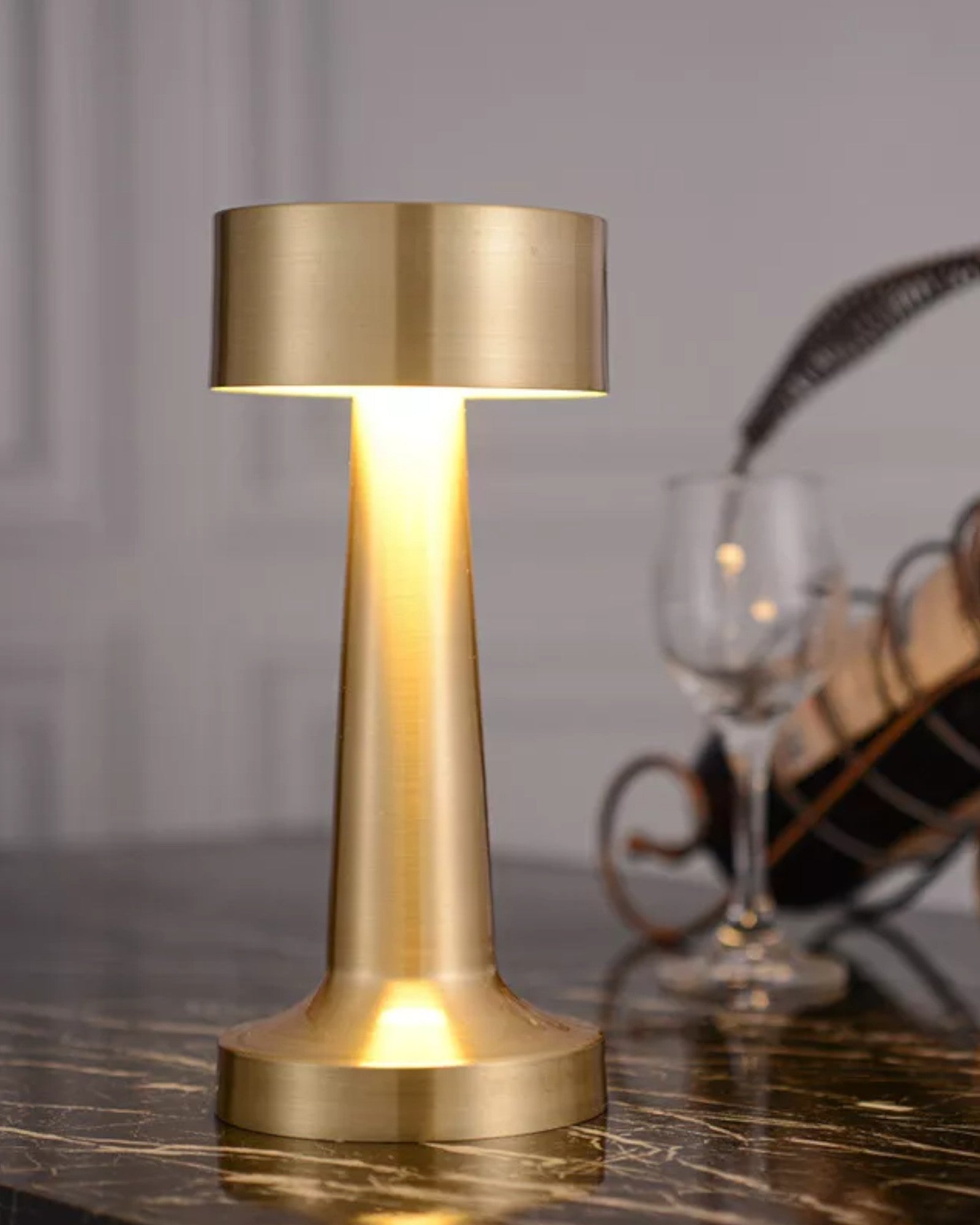 Rechargeable Dimmable LED Table Lamp in Gold Stainless Steel – Modern and Touch-Sensitive Design 1
