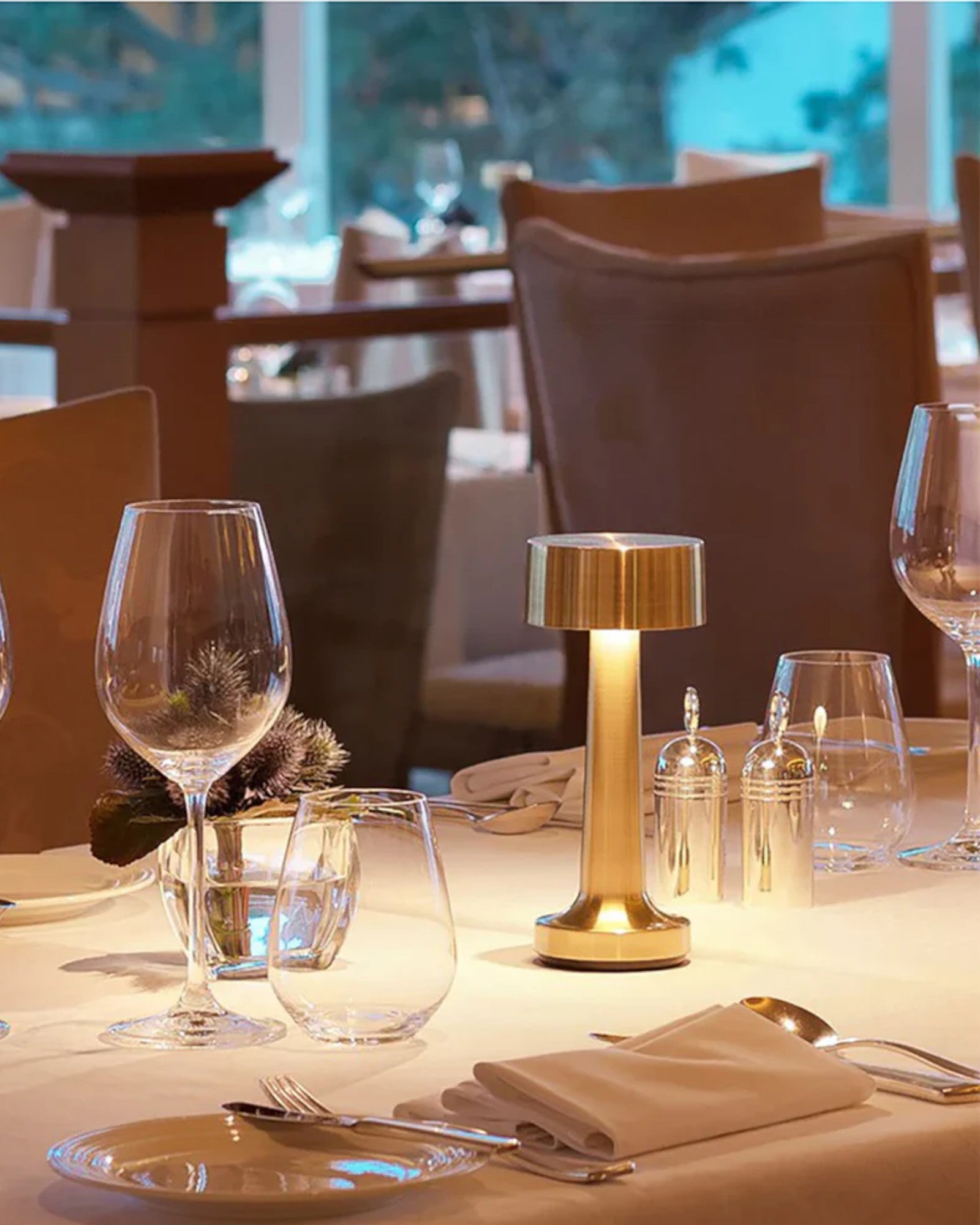 Rechargeable Dimmable LED Table Lamp in Gold Stainless Steel – Modern and Touch-Sensitive Design 3