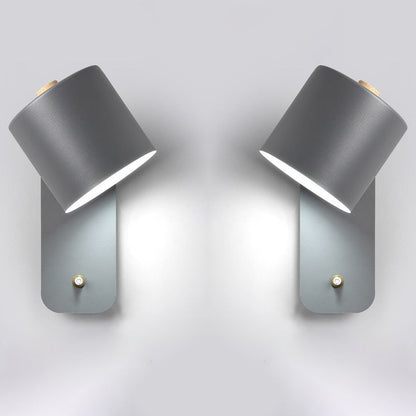 Lumivex - Cylindrical LED Indoor Wall Light With Switch 2 Grey Decoluxe.co.uk