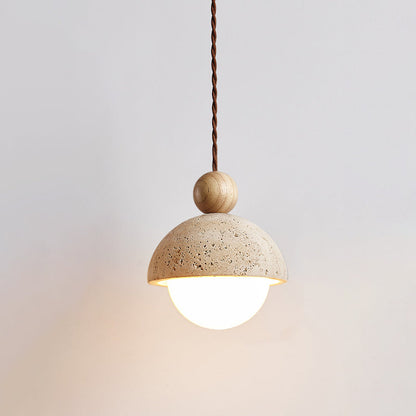 Palermo Pendant Light - Handcrafted Travertine & Glass Ceiling Fixture for Kitchen Island 0
