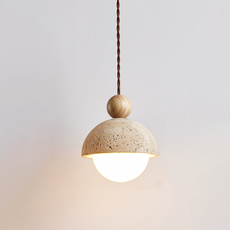Palermo Pendant Light - Handcrafted Travertine & Glass Ceiling Fixture for Kitchen Island 0
