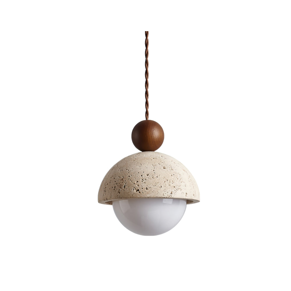Palermo Pendant Light - Handcrafted Travertine & Glass Ceiling Fixture for Kitchen Island 1