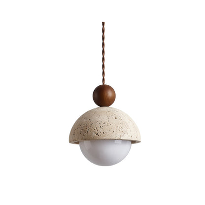 Palermo Pendant Light - Handcrafted Travertine & Glass Ceiling Fixture for Kitchen Island 1