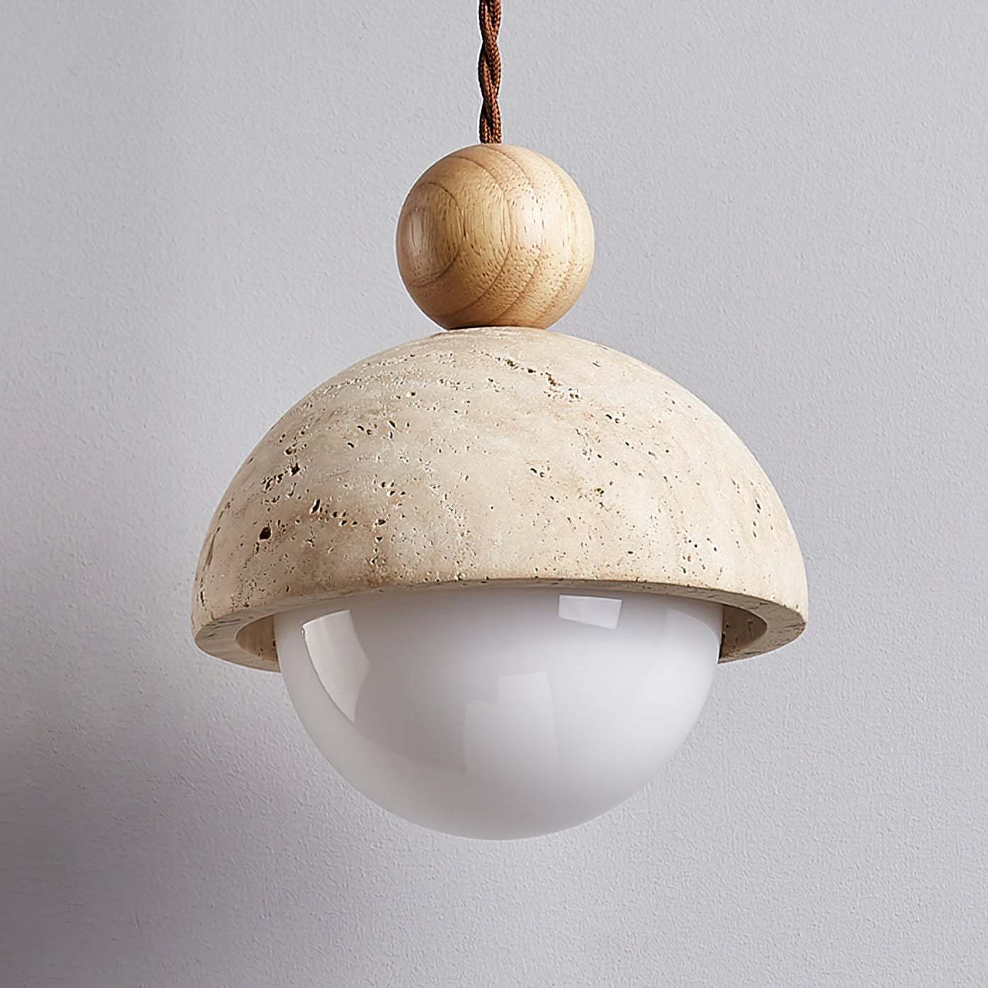 Palermo Pendant Light - Handcrafted Travertine & Glass Ceiling Fixture for Kitchen Island 2