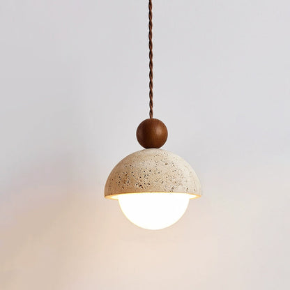 Palermo Pendant Light - Handcrafted Travertine & Glass Ceiling Fixture for Kitchen Island 4