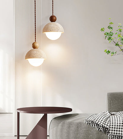 Palermo Pendant Light - Handcrafted Travertine & Glass Ceiling Fixture for Kitchen Island 8