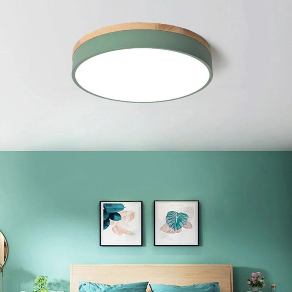 Scandinavian Design Ceiling Light in Natural Wood and Metal – Minimalist Light Fixture for Living Room 1