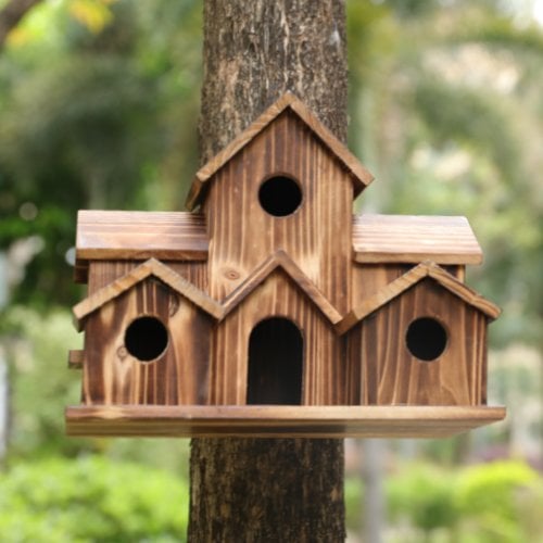 FeatherHaven | Bird House – Rustic Wooden Nesting Refuge for Gardens