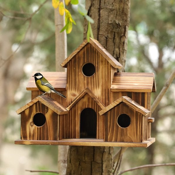 FeatherHaven | Bird House – Rustic Wooden Nesting Refuge for Gardens