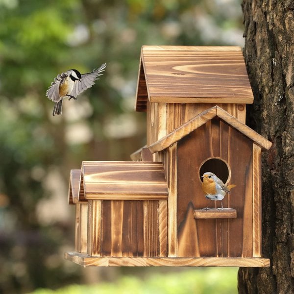 FeatherHaven | Bird House – Rustic Wooden Nesting Refuge for Gardens