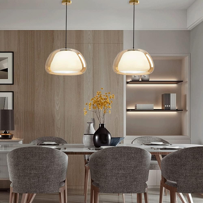 Transparent Glass Pendant Light with Crystal Dome, 120 cm Adjustable Cable - Modern Chandelier for Contemporary Interiors 3