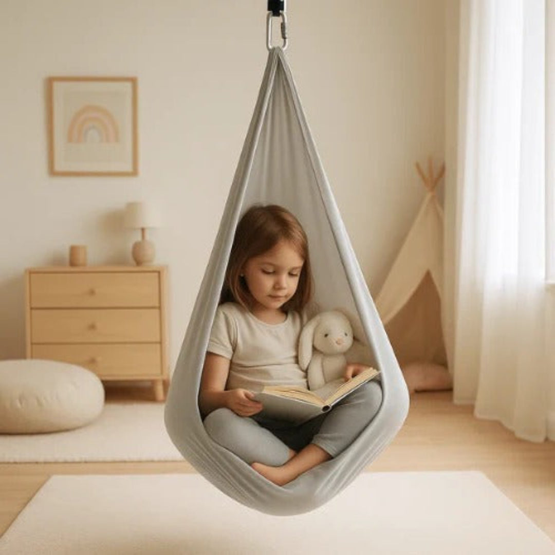 Swingelle - Hanging Pod Swing For Children Grey Decoluxe.co.uk