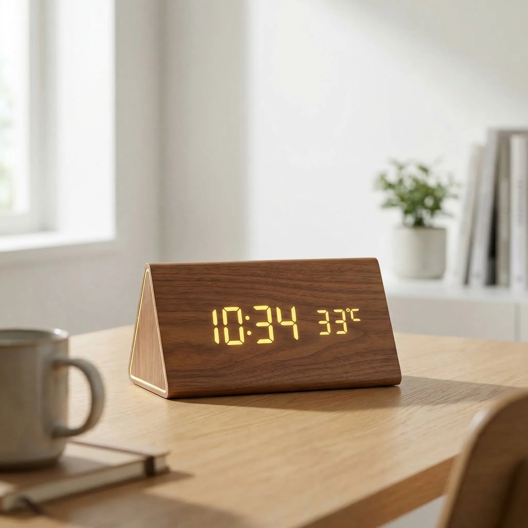 Timbrix - Voice-Activated Triangular LED Desk Clock Decoluxe.co.uk