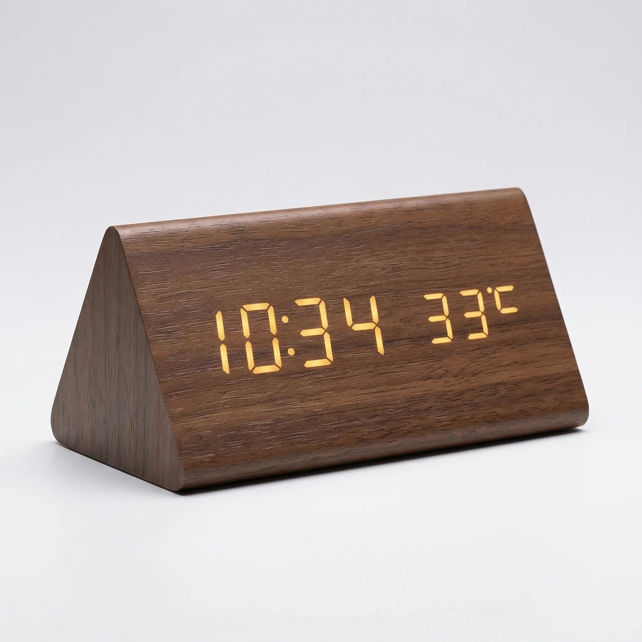 Timbrix - Voice-Activated Triangular LED Desk Clock Decoluxe.co.uk