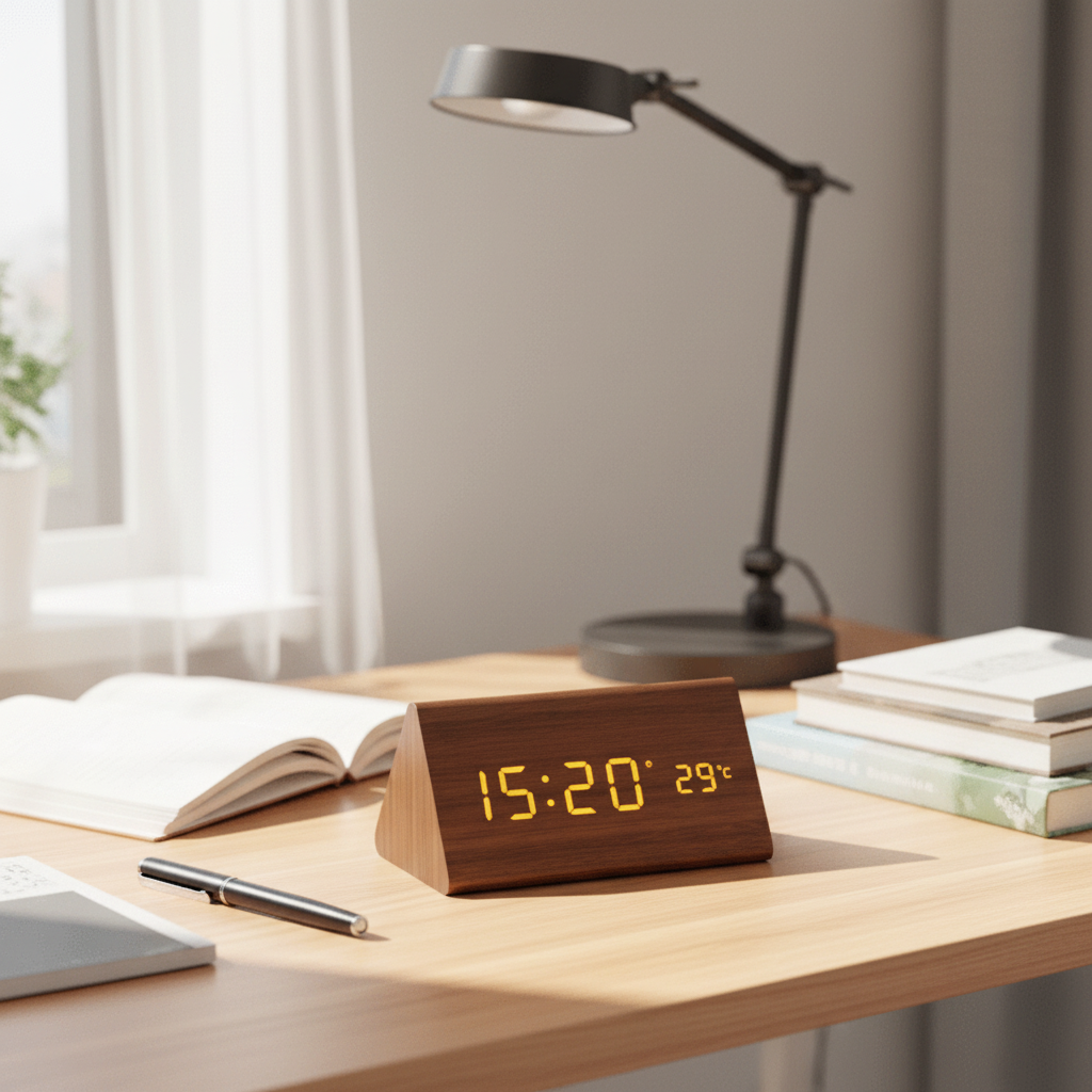 Timbrix - Voice-Activated Triangular LED Desk Clock Decoluxe.co.uk