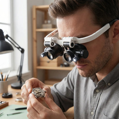 Zoomvex - LED-Lit Head-Worn Magnifying Eyewear Decoluxe.co.uk
