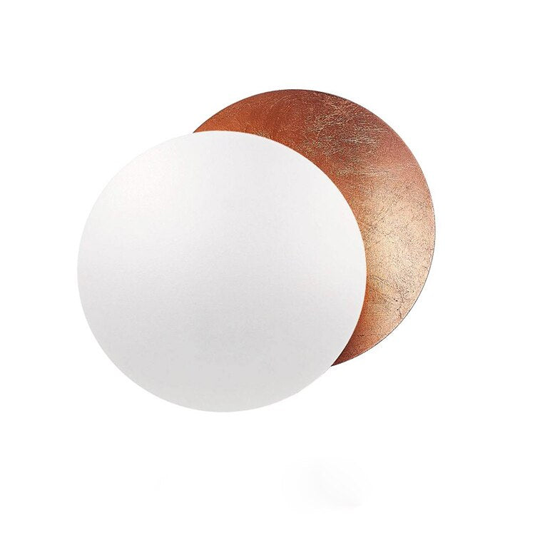CelestAura | LED Wall Lamp – Golden Discs & Soothing Glow Copper White Wall Light Fixtures Decoluxe.co.uk