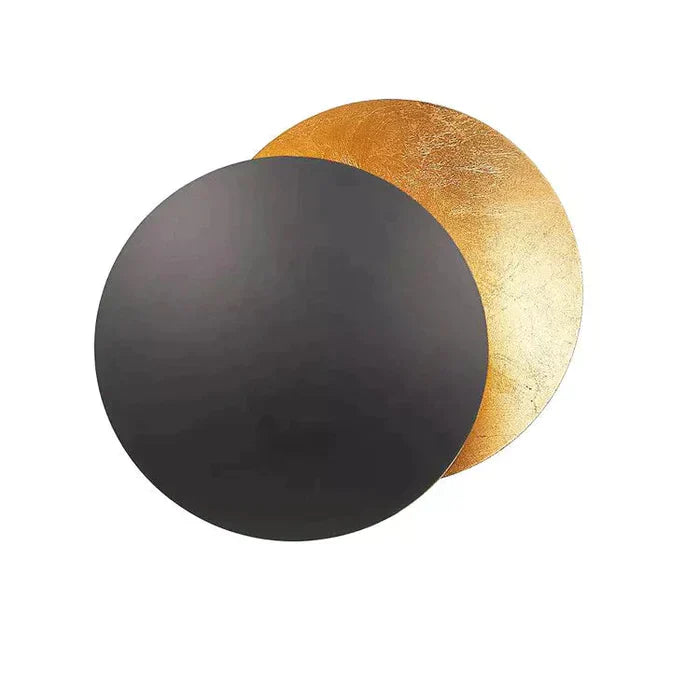 CelestAura | LED Wall Lamp – Golden Discs & Soothing Glow Gold Black Wall Light Fixtures Decoluxe.co.uk