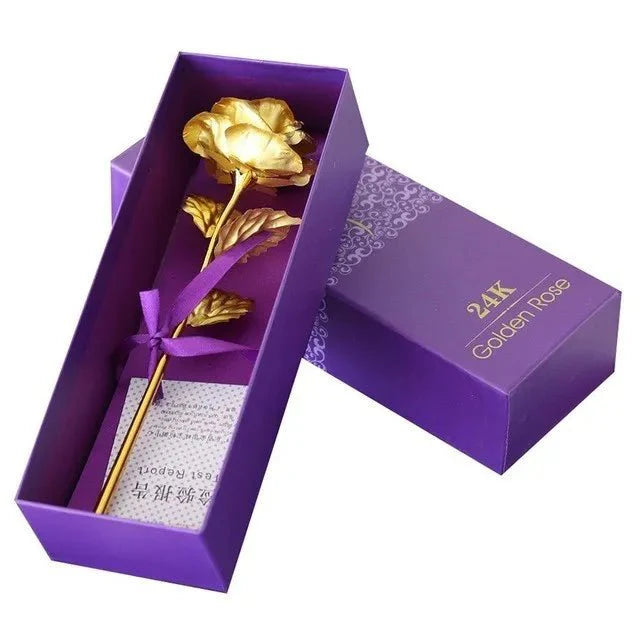 EternalBloom | Preserved Rose – Warm LED Glow Single golden rose Decoluxe.co.uk