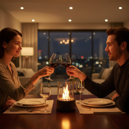 FlameAura | Bioethanol Table Fireplace – Smoke-Free Flame & Modern Design Table Lamps Decoluxe.co.uk