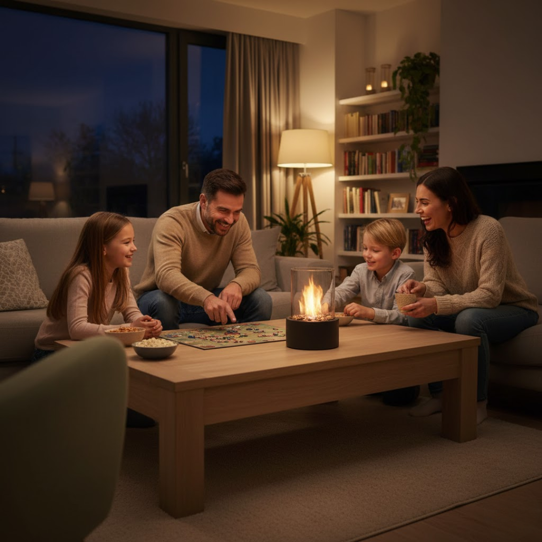 FlameAura | Bioethanol Table Fireplace – Smoke-Free Flame & Modern Design Table Lamps Decoluxe.co.uk