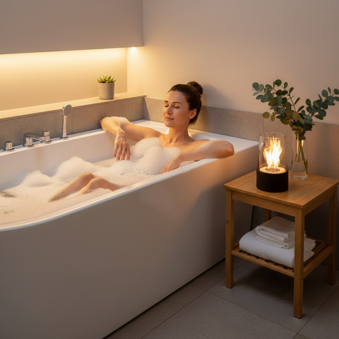 FlameAura | Bioethanol Table Fireplace – Smoke-Free Flame & Modern Design Table Lamps Decoluxe.co.uk