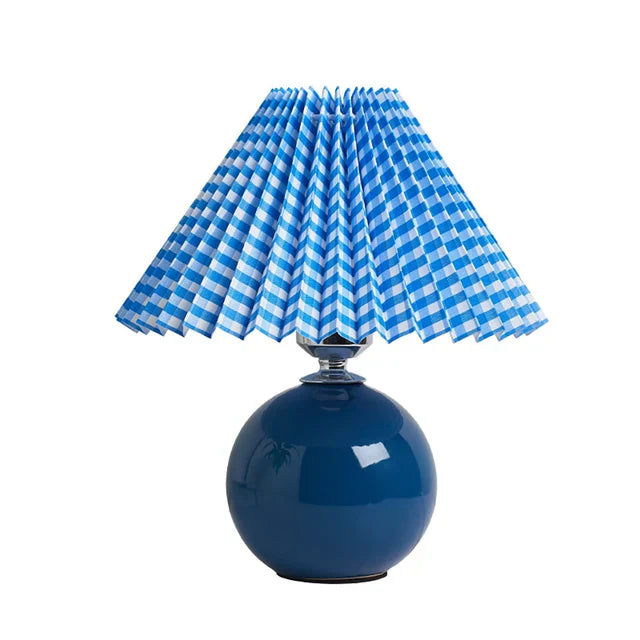 GlowHeritage | Vintage Table Lamp – Pleated Shade & Warm Atmosphere Blue and Blue Decoluxe.co.uk