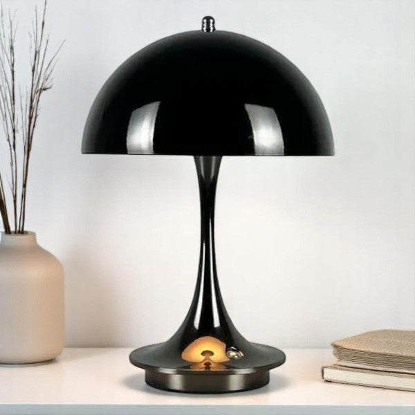 LumaMush | Wireless Mushroom Lamp – Warm Scandinavian Glow Black 9 in x 6.2 in (23 cm x 16 cm) Decoluxe.co.uk
