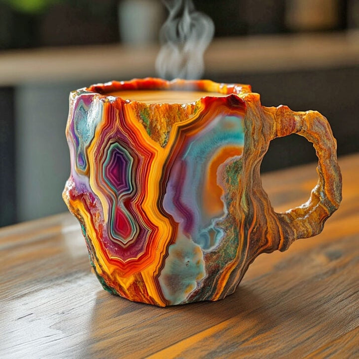 LumiStone | Crystal Mug – Artistic Handcrafted Design for Refined Taste Volcano Red 4.3 in tall × 3.1 in wide (11 × 8 cm) Mugs Decoluxe.co.uk