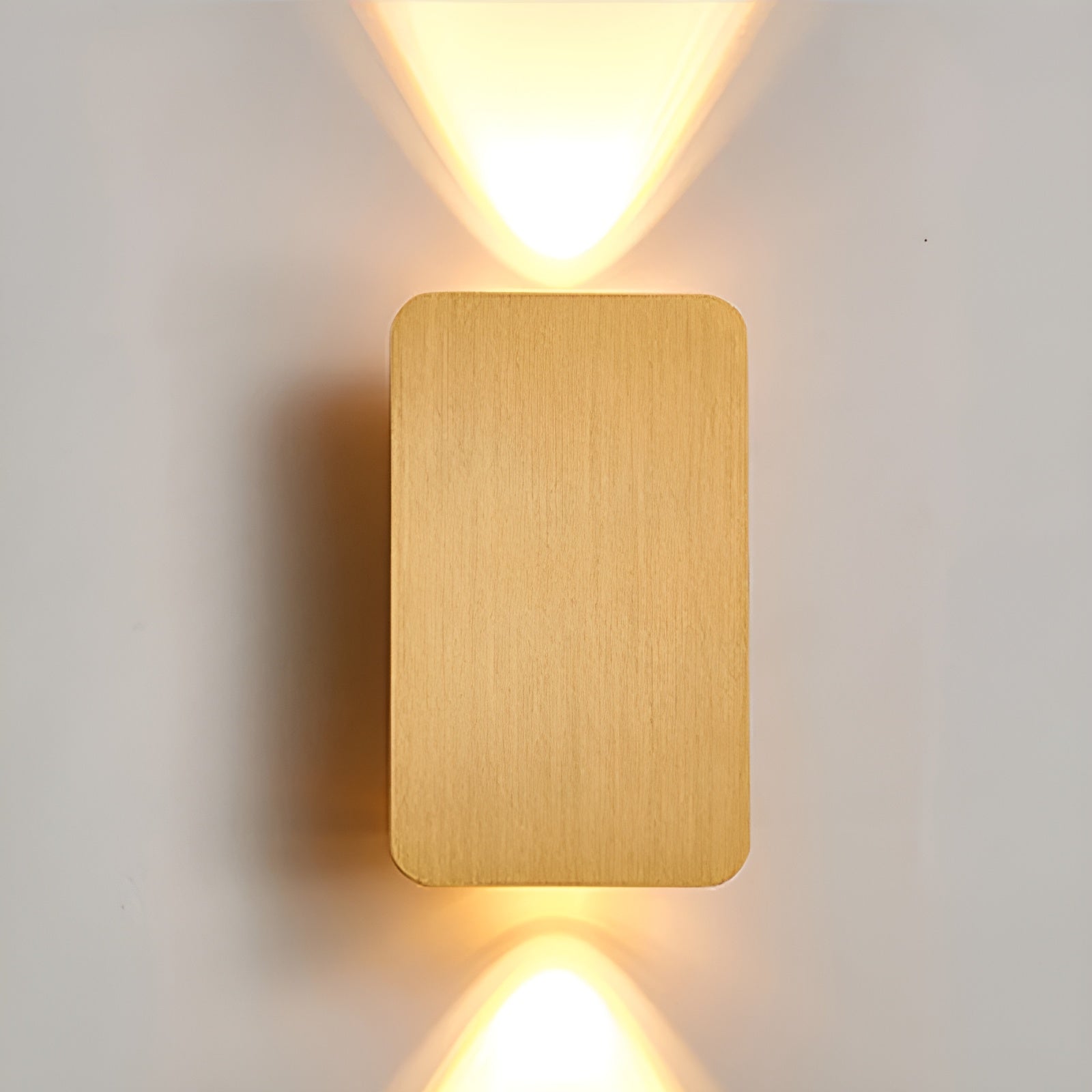 LustraBeam | LED Wall Light – Up & Down Minimalist Glow Gold 4.72 in × 7.87 in (12 cm × 20 cm) Decoluxe.co.uk
