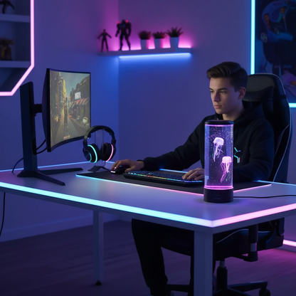 OceanGlow | LED Jellyfish Lamp – Calming Design & Stress Relief Lighting Table Lamps Decoluxe.co.uk