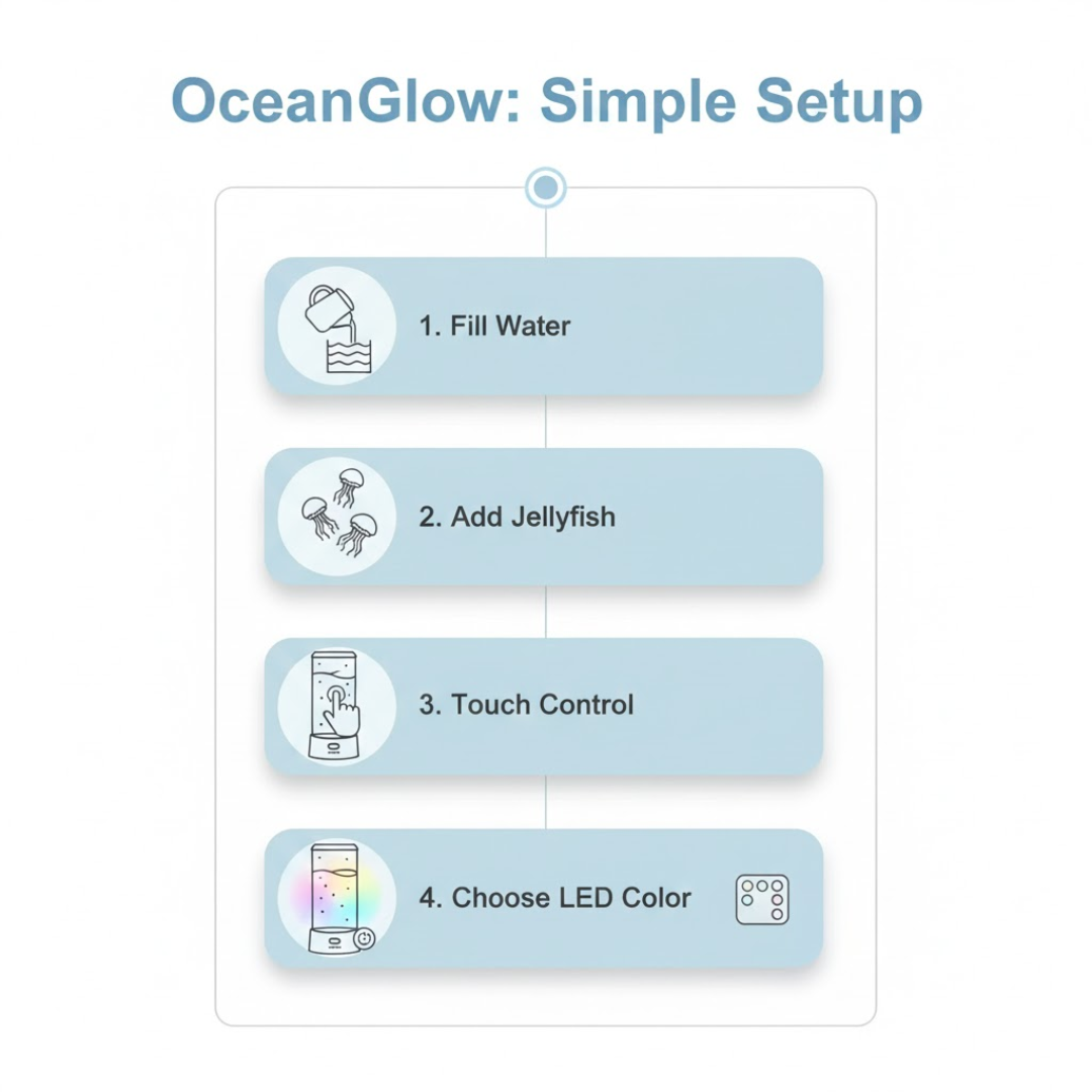 OceanGlow | LED Jellyfish Lamp – Calming Design & Stress Relief Lighting Table Lamps Decoluxe.co.uk