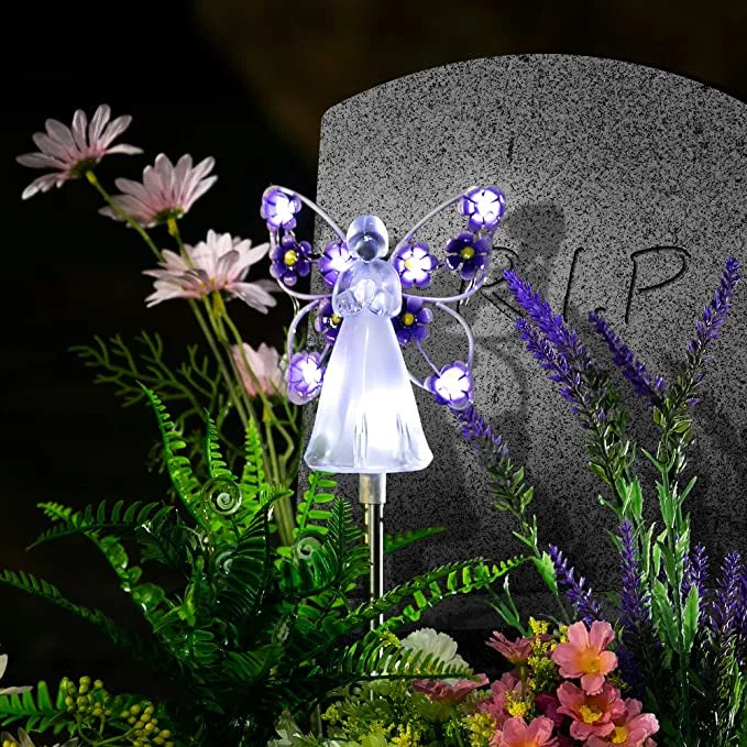 SereniGlow | Solar Angel LED Garden Light – Elegant Outdoor Illumination Purple 3.5 in (9 cm) Landscape Pathway Lighting Decoluxe.co.uk