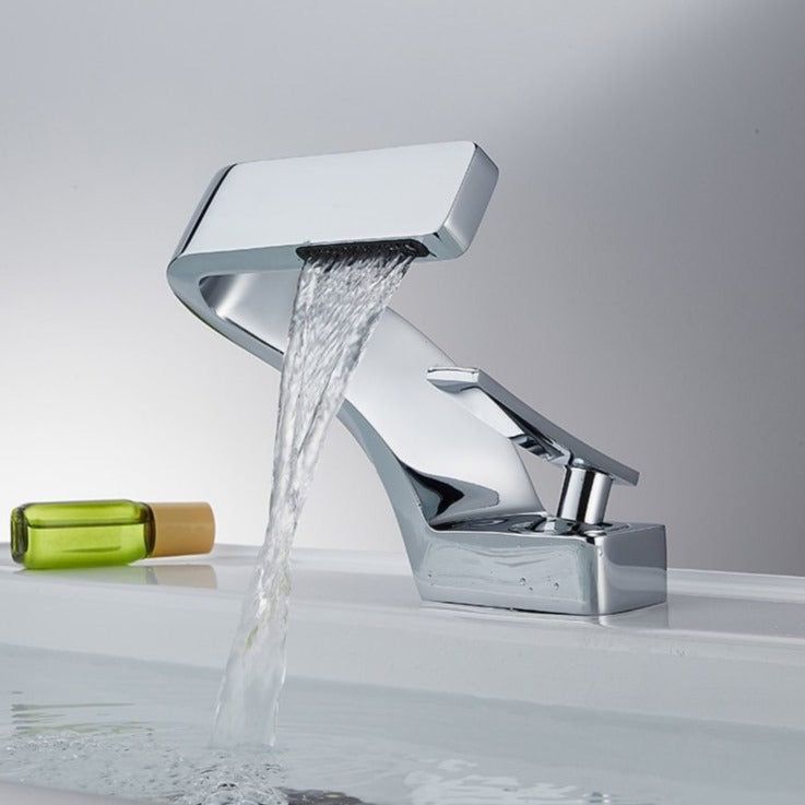 StreamFlow | Curved Tap – Modern Design & Smooth Water Flow Chrome 11 x 8.6 in (28 x 22 cm) Bathroom Sink Faucets Decoluxe.co.uk